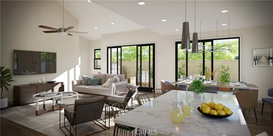 Computer rendering of great room, should Buyer proceed with INCLUDED building plans.