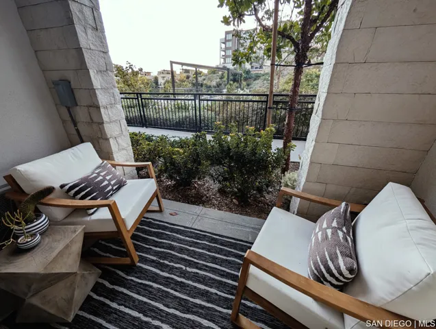 First floor patio overlooking park
