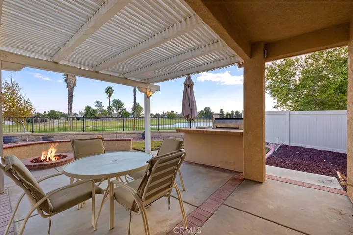 Covered patio with beautiful views!