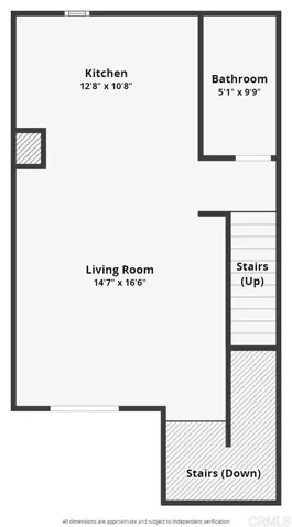 2nd Floor Layout with Living Room and Kitchen