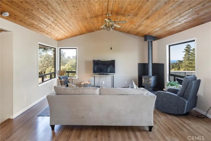 View of living room from dining area.