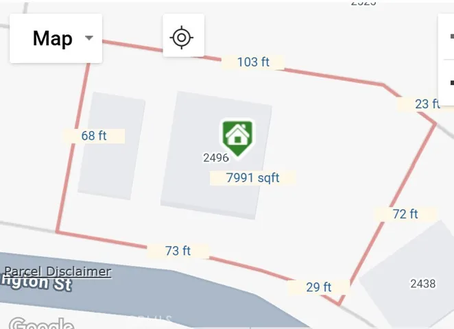Parcel map of lot.