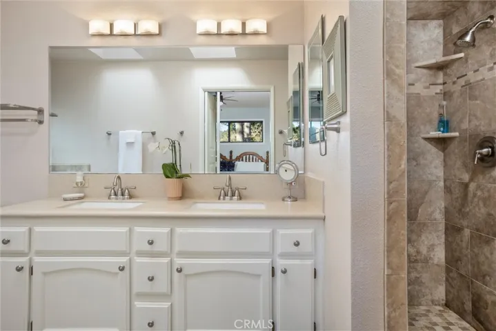 View of bathroom showing shower.