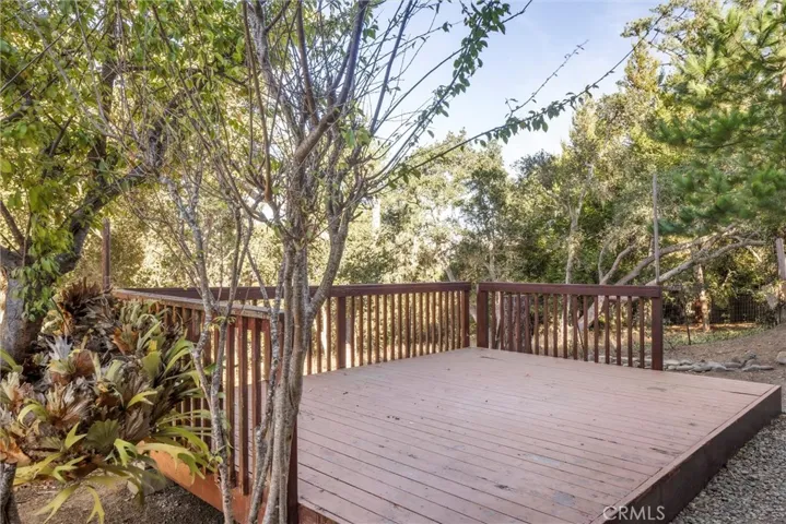 Deck behind house.
