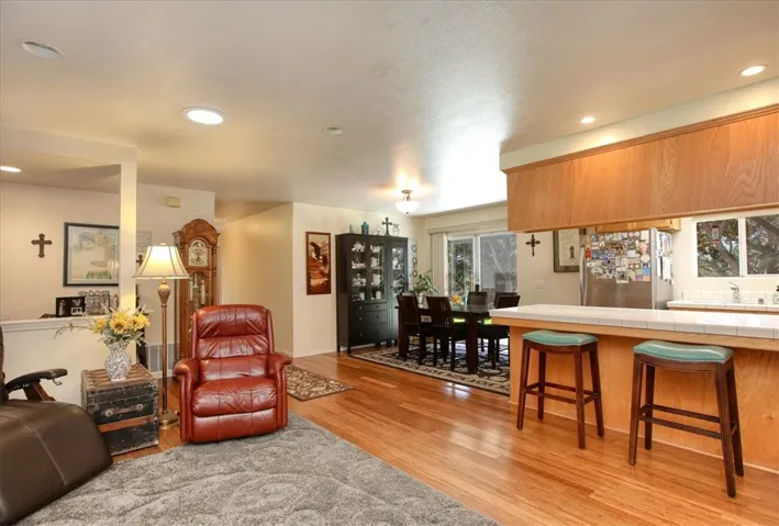 Living with kitchen and dining areas adjacent