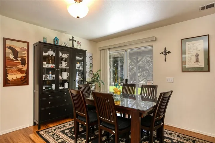 Dining room, slider door to backyard