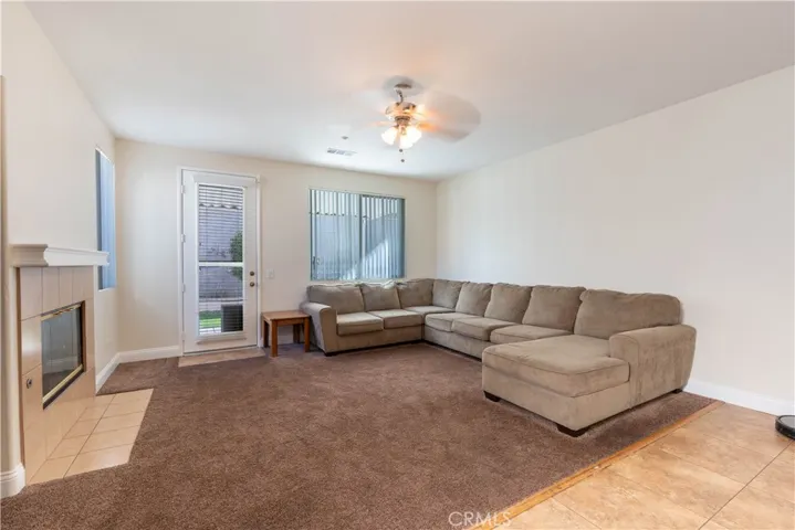 Spacious family room with fireplace
