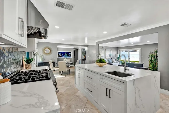 Large center island with seating and storage