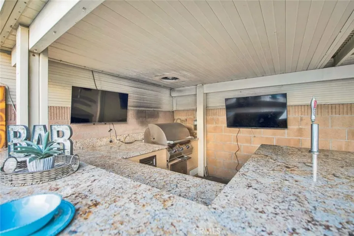 Close up of the built-in BBQ area