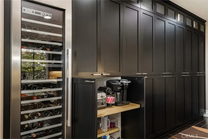 Wine Refrigerator and Pull Out Coffee Bar