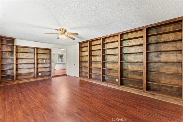 built-in shelving in converted garage