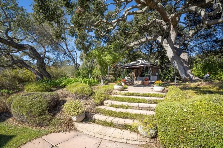 Gazebo under the oaks.