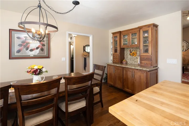 Dining area holds large table.