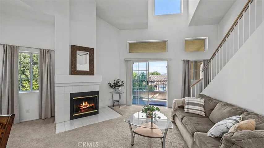 Living room with cozy fireplace