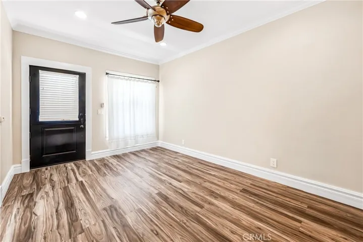 Front door and the living room.