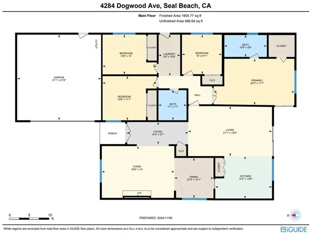 Floor plan with estimated room measurements