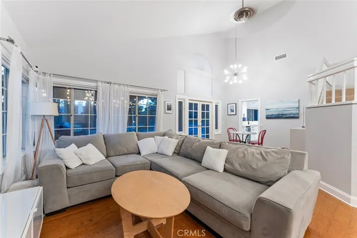 Living room with vaulted ceilings