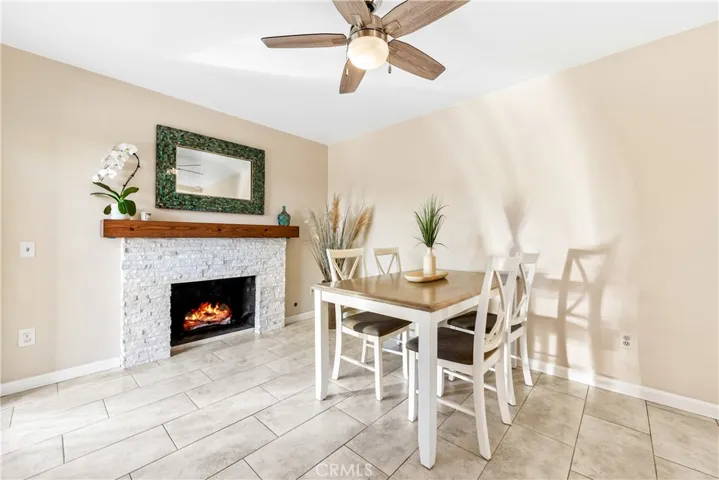 dining room with fireplace
