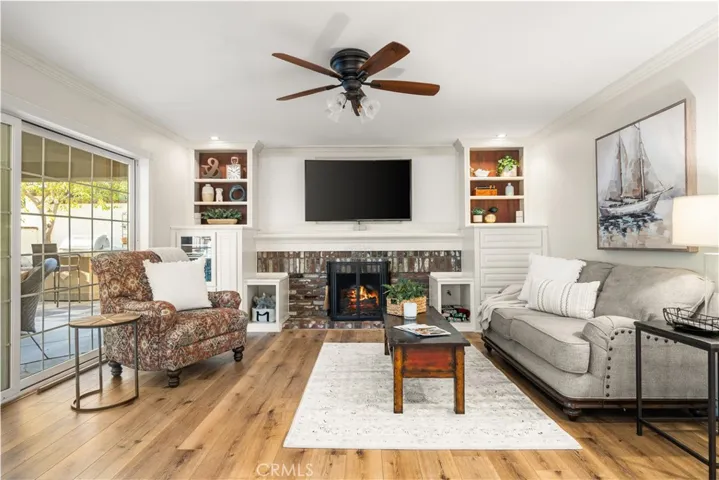 Great family room with fireplace.