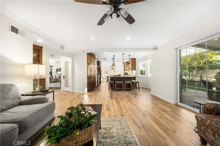 A view to the kitchen from the family room