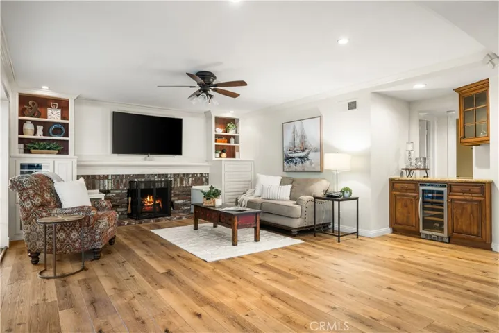 Take a look at the dry bar in this family room.