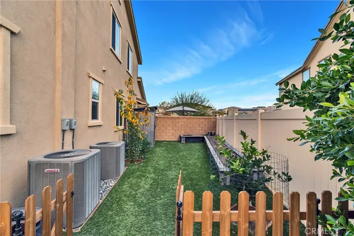 Side yard garden and or pet run with artificial turf