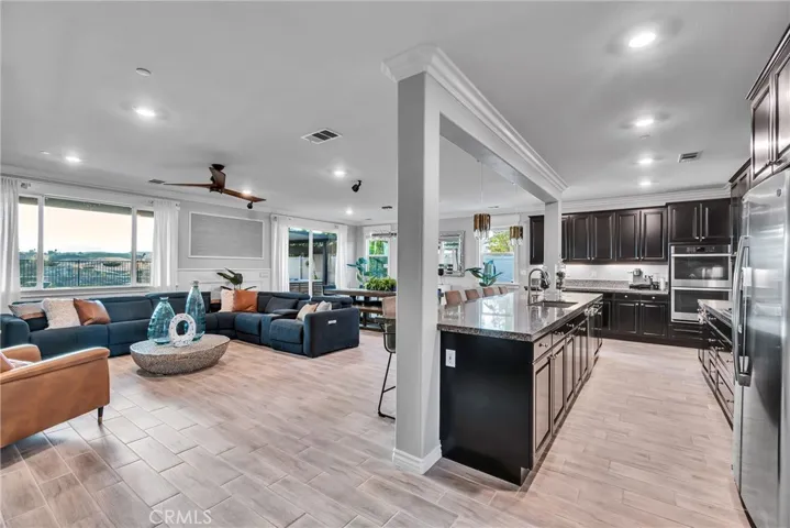 Kitchen and family room