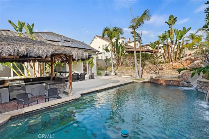 Pool Waterslide, Spa,  Waterfall, Firebed & Palapa