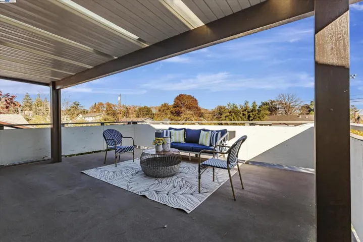upstairs, partially covered, spacious