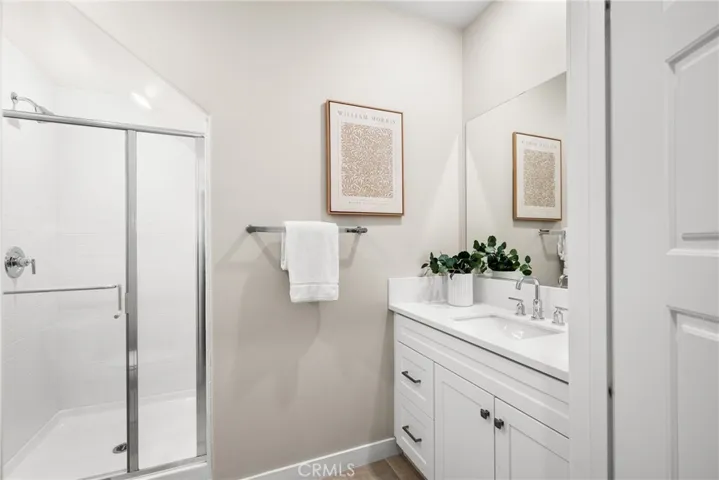 with a full walk-in shower