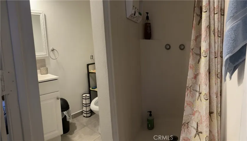 A restroom in the added family room.