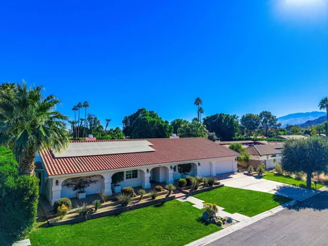Aerial view of the front of the house