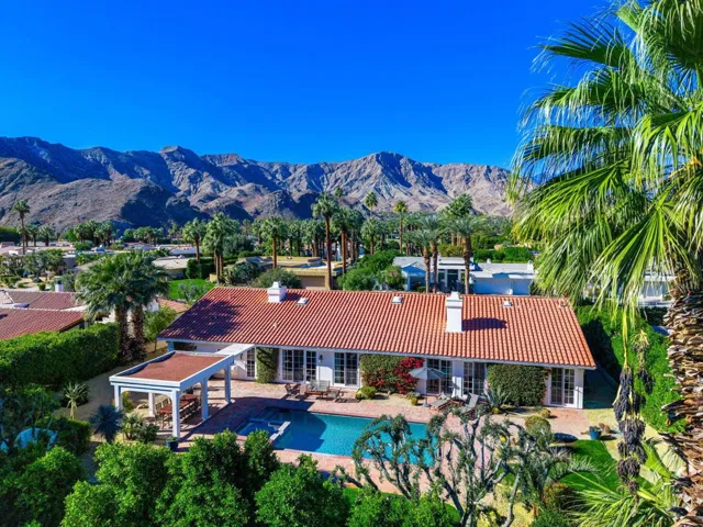 Aerial view backyard and mountains