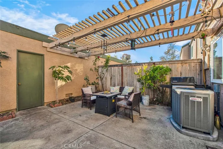 Patio with tons of fruit trees