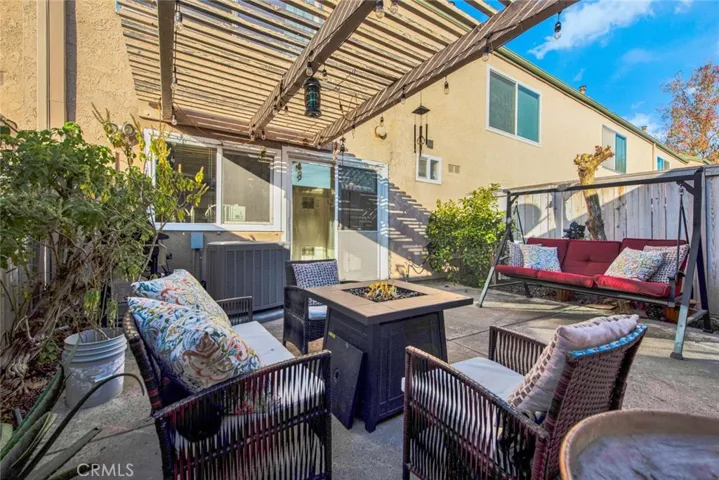 Patio with tons of fruit trees