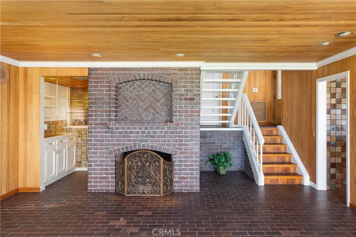 Living Room Fireplace and wet bar