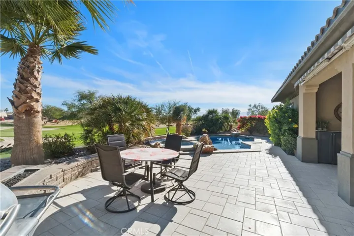 nice size for outside dining, fire pit and more.