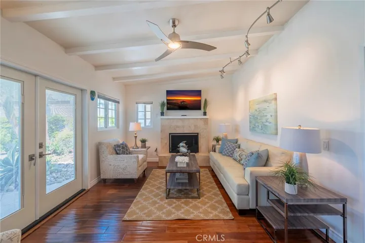 Sunken TV or family room off kitchen.