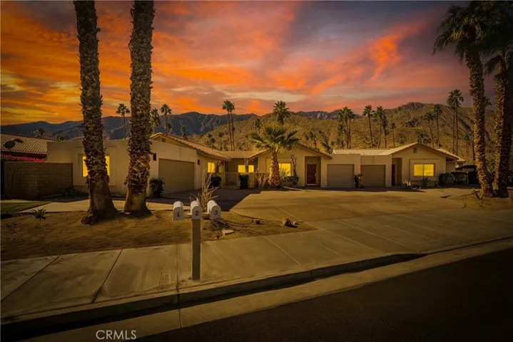 Just remodeled one story home with attached garage and two split bedroom suites. Delightful mountain and sunset views, vaulted ceilings in the South Palm Springs Twin Palms area near the Indian Canyons