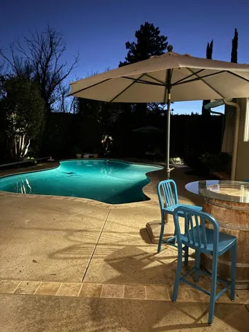 Pool area at night
