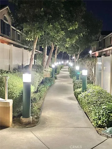 Brightly lit alleyway for evening strolls.