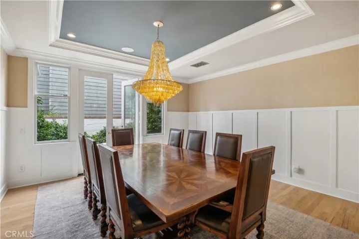 Dining room with French doors to side yard