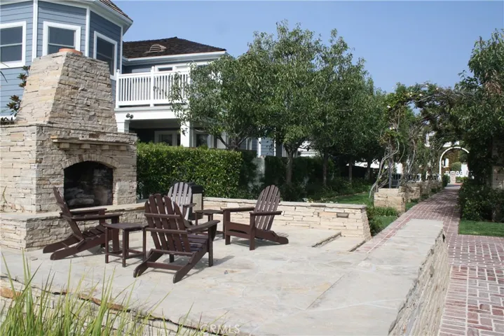 Community fireplace at bluff gate