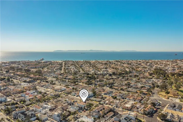 Aerial with Catalina in back ground.  See proximity to pier and Main St