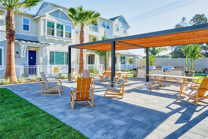 Common area offering BBQs and benches for reading & relaxing out doors with charging stations for your convenience