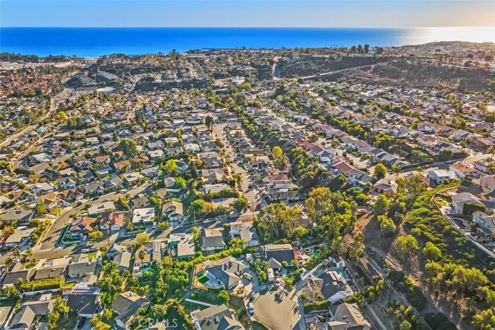 Aerial view towards ocean.