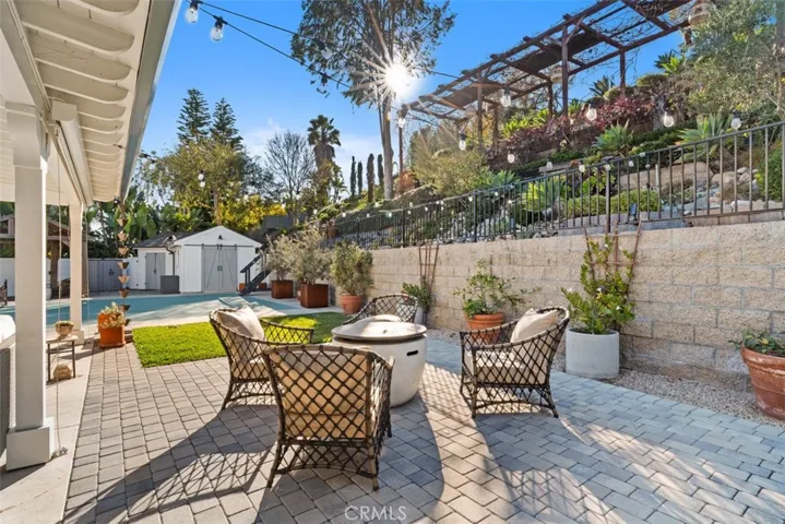 Large area in backyard for entertaining.