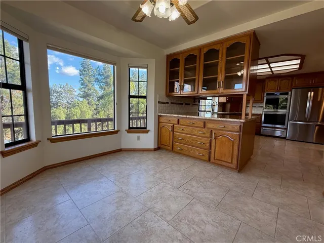 Breakfast nook with views of hills and forest