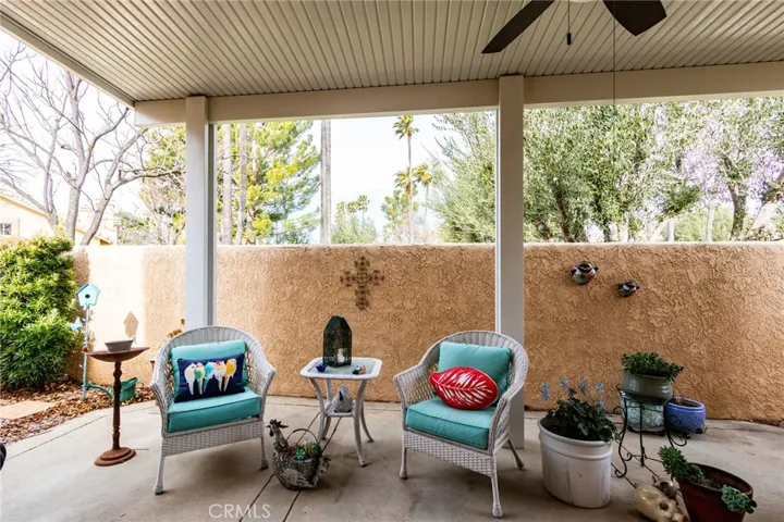 Private patio with stucco walls