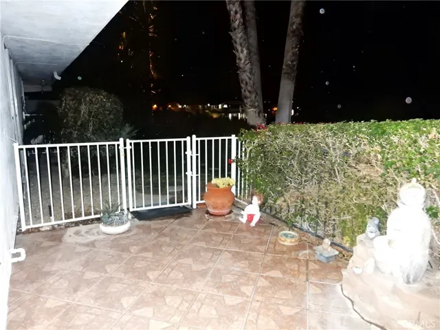 Front patio after dark.